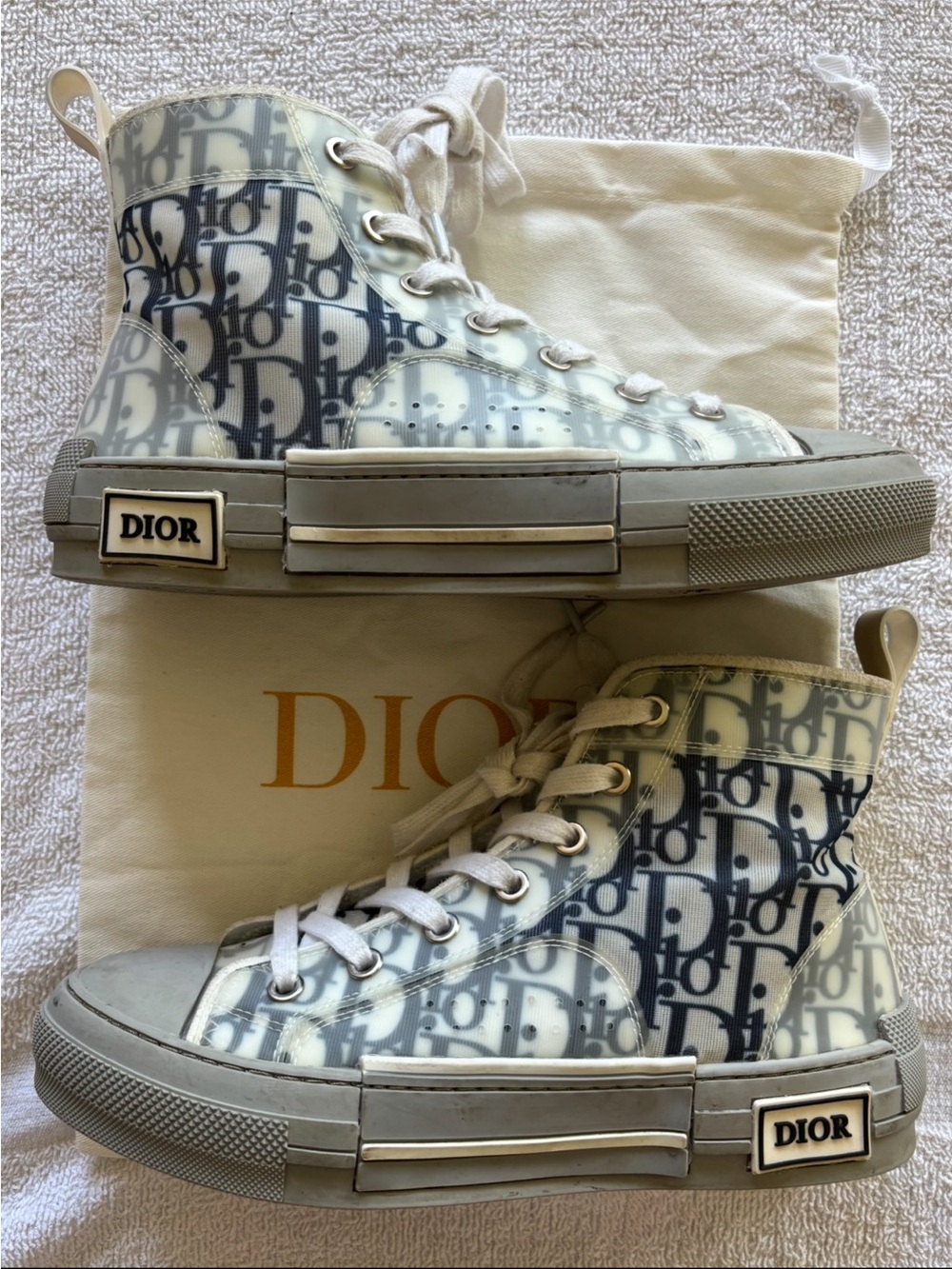Dior Womens Grey High Top Sneakers - Picture 2 of 9